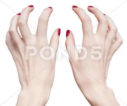 Hands with red manicure Stock Photos