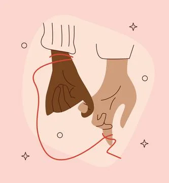 Hands red string of destiny Stock Illustration
