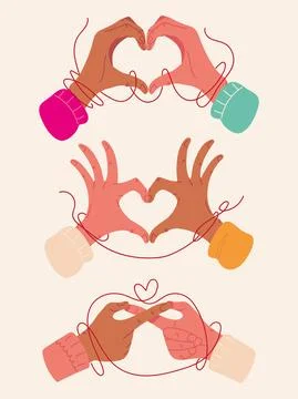 Hands red string of fate, icons Stock Illustration