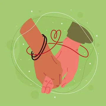 Hands red string of fate Stock Illustration