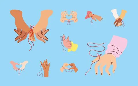 Hands with red thread Stock Illustration