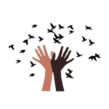 Hands release the birds Illustrazione stock