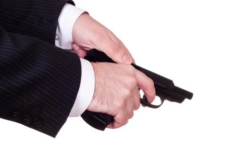 Hands reload pistol Stock Photos