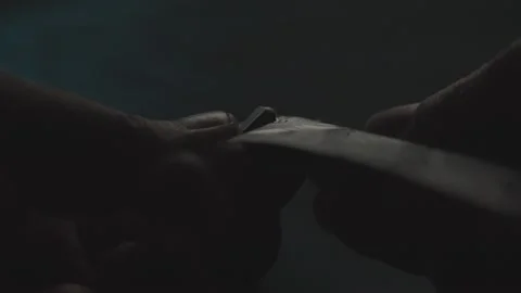 Hands remove a capsule from a medication blister pack in low light. Stock Footage 278513698