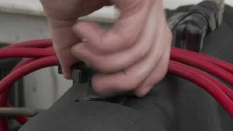 Hands remove oil cover cap and add oil to valve cover of auto, 4K. Stock Footage 146187071