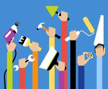 Hands repair tools Illustrazione stock