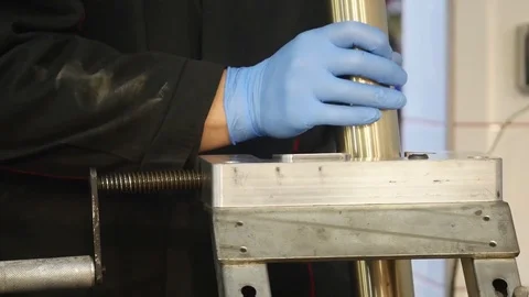 Hands Repairing the Motorcycle. Shot Closeup Stock Footage