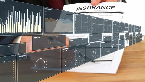 Hands resting starting data wall sliding, right hand lifting INSURANCE report, Stock Footage 337905027
