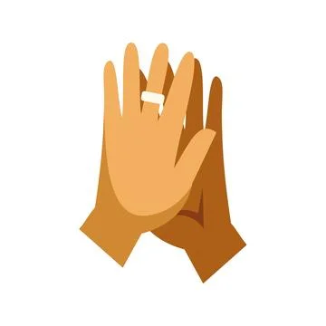 Hands with ring showing diverse couple partnership Ilustração Stock