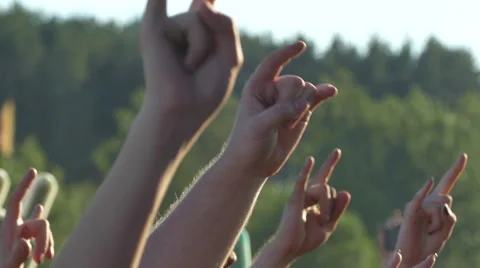 Hands rock fans Stock Footage 52155999