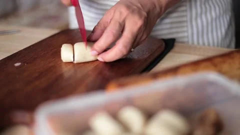 Hands rolls it with a rolling pin The process of cooking baking. Stock Footage 135887906