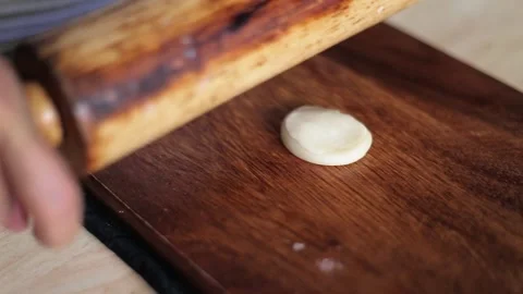 Hands rolls it with a rolling pin The process of cooking baking. Stock Footage 135888079