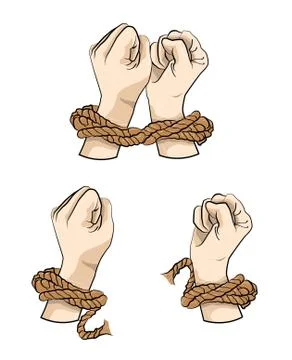 Hands in rope illustration Stock Illustration