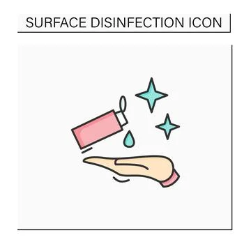 Hands sanitizing color icon Stock Illustration