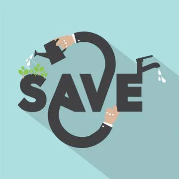 Hands With Save Typography Design Vector Illustration Stock-Illustration