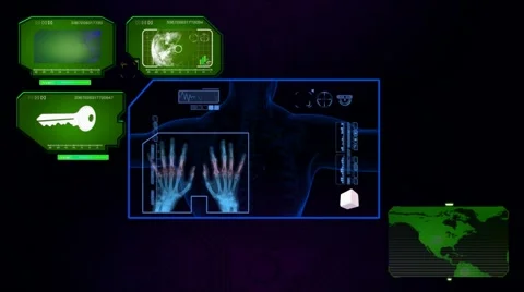Hands Scanned by Software - green 01 Stock Footage 59123447