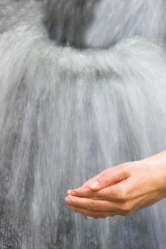 Hands scooping water 写真素材