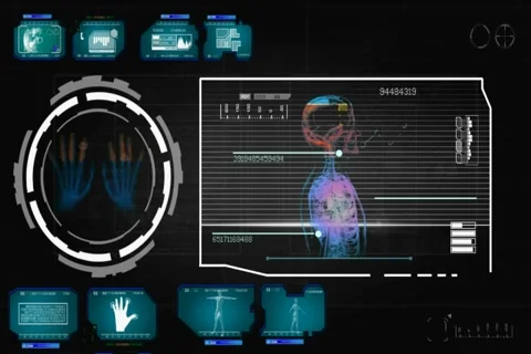 Hands - Screen Virus Detector - blue 01 Stock Footage 68612273