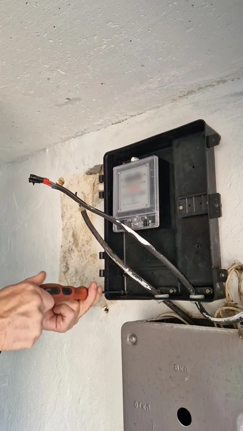 Hands Screwing Electrical Box Wires Stock Footage 318362138
