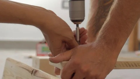 Hands Screwing Wood Video stock 89772647