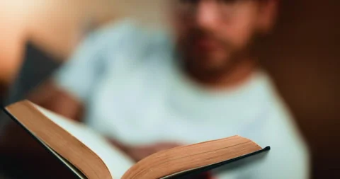 Hands, scripture and reading bible in bedroom, faith and Christian with Видео 323267367