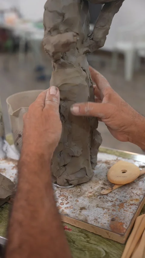 Hands Sculpting Clay Stock Footage 315786775