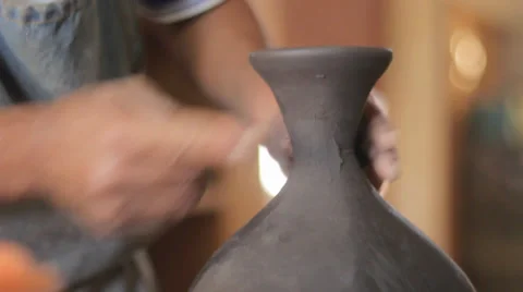 Hands sculpting clay vase Stock Footage 36670584