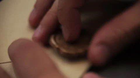 Hands Sealing Envelope with Wax Stamp Stock Footage 313227257