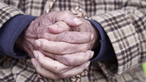 Hands of Senior Elderly Man, Close up Slow Motion Video Video stock 105973354