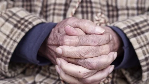 Hands of Senior Elderly Man, Close up Slow Motion Video 스톡 동영상 105973449