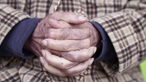 Hands of Senior Elderly Man, Close up Slow Motion Video Stock Footage 105973525