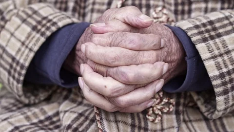 Hands of Senior Elderly Man, Close up Slow Motion Video 動画素材 105973741