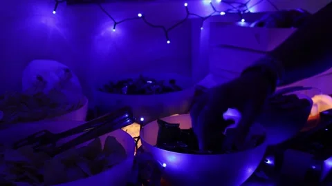 Hands serving Halloween 4K ultra HD. Stock Footage 320642369