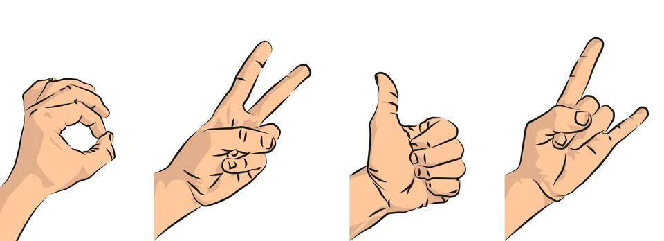 Hands set in flat pop art cartoon Stock Illustration