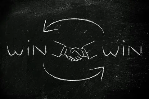 Hands shaking exchanging Win Win solutions Stock Illustration
