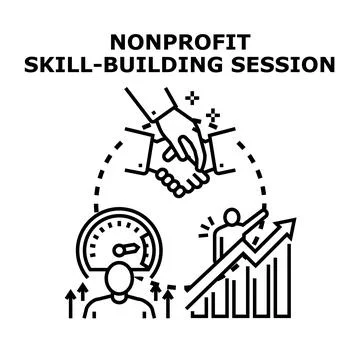 Hands shaking partnership and collaboration. A gauge measuring increasing per Stock Illustration