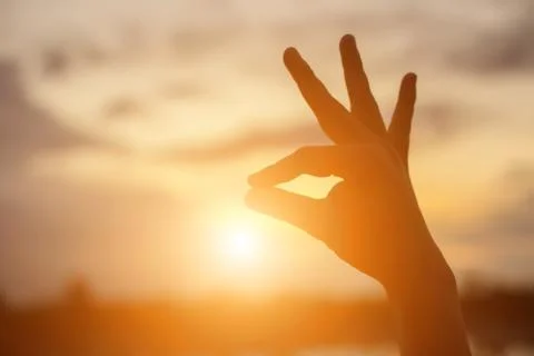 Hands-shape for the Sun. Foto stock