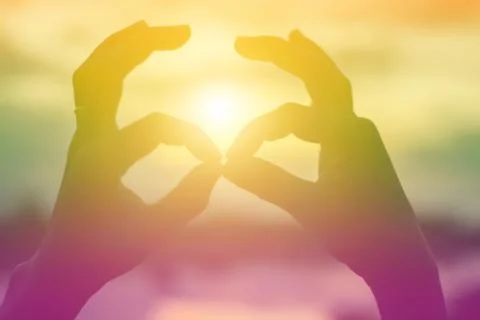 Hands-shape for the Sun. Foto stock