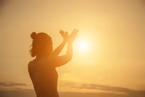 Hands-shape for the Sun. Stock Photos