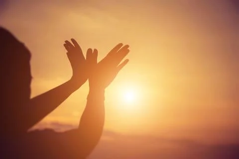 Hands-shape for the Sun. Stock Photos