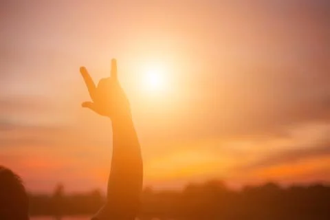 Hands-shape for the Sun. Stock Photos