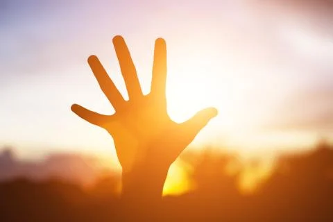 Hands-shape for the Sun. Stock Photos