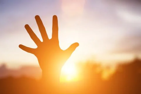 Hands-shape for the Sun. Stock Photos