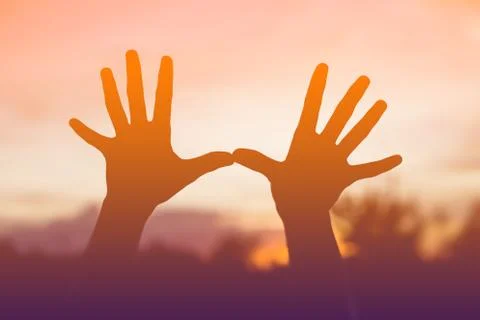 Hands-shape for the Sun. Stock Photos