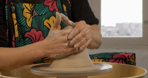 Hands Shaping Clay: Stock Footage 329300011