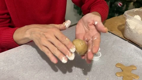 Hands shaping cookie dough balls Stock Footage 340764223