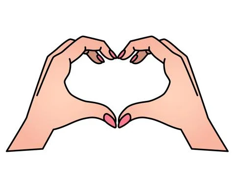 Hands show gesture - heart vector full color illustration. Heart sign Stock Illustration