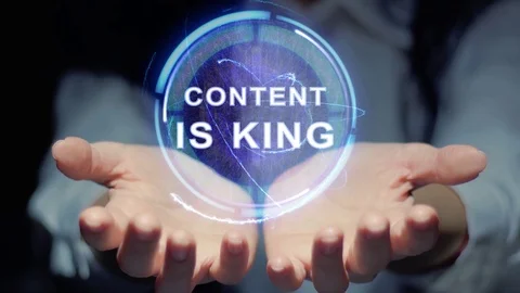 Hands show round hologram Content is King Vídeos de archivo 107786593