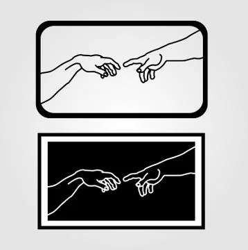 Hands showing the creation of Adam Stock Illustration