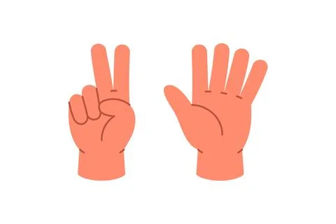Hands showing number 7 with five fingers and two. Cartoon hand gesture for Stock Illustration